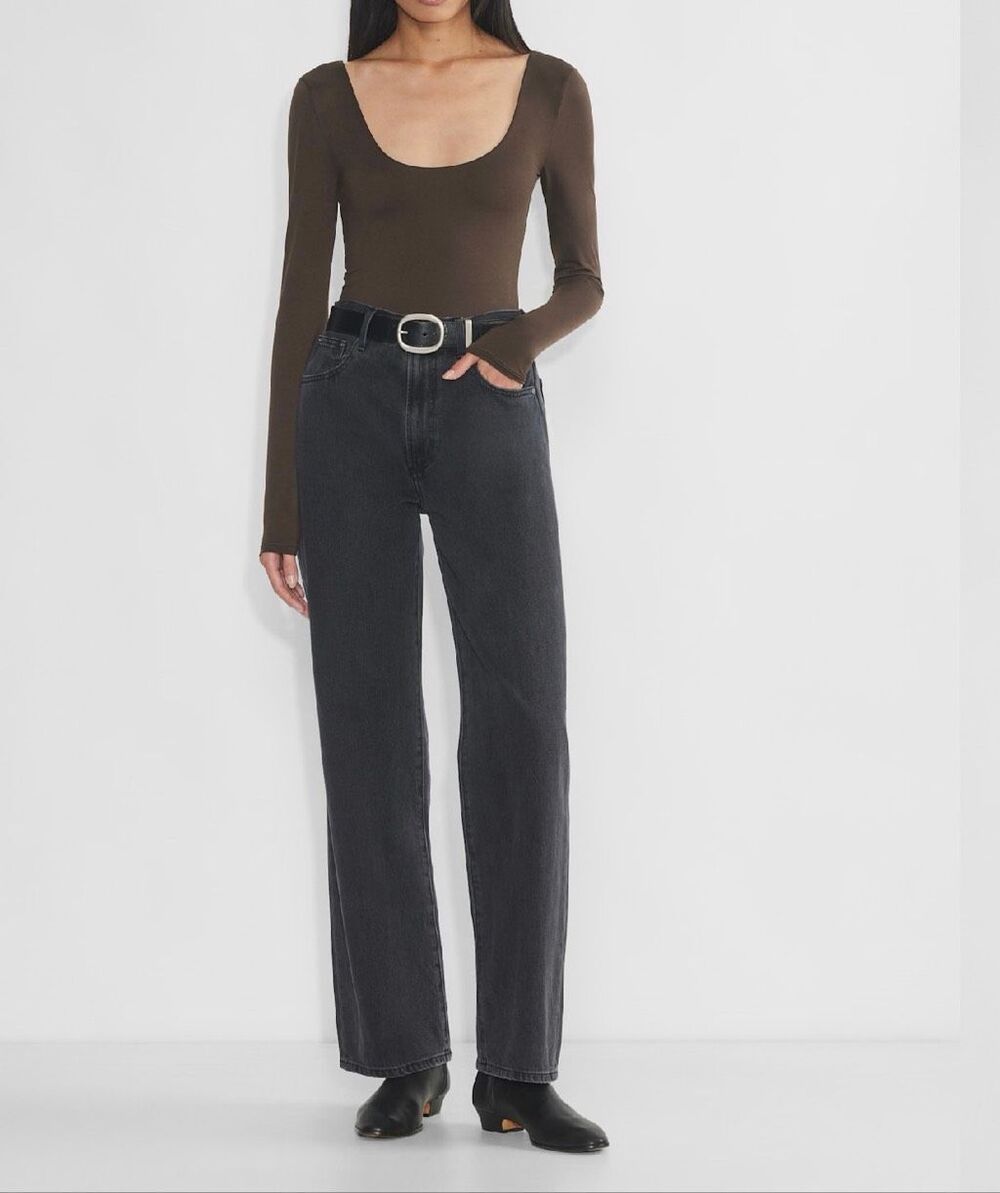 Aritzia Wilfred Sabina Long Sleeve Top Soft-brush Double-scoop Brown M NEW